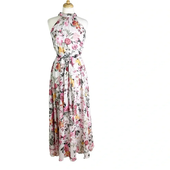 Eliza J Floral Print Halter Neck Maxi Dress with Bow at Back Size 0 NWT - Picture 7 of 15